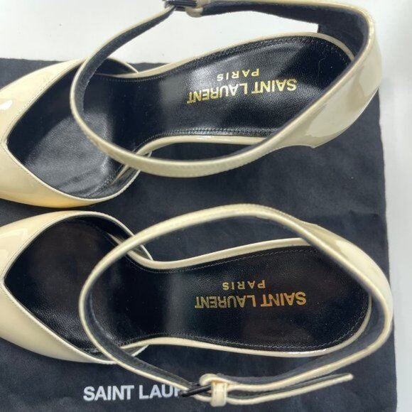 Saint Laurent Pumps Patent Anja 85 Ankle Strap Pointed 37 Coquille - Picture 6 of 8